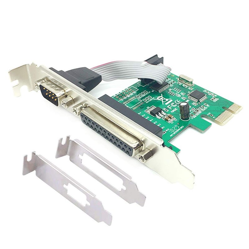 ELIATER PCIe Combo Serial Parallel Expansion Card PCI Express to Printer LPT Port RS232 Com Port Adapter IEEE 1284 Controller Card WCH382 Chip for Desktop PC Windows 10 with Low Bracket - Image 1